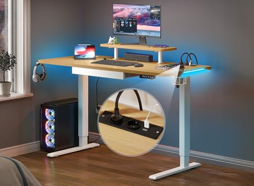 YITAHOME Höhenverstellbarer Schreibtisch 140x60cm Elektrischer Schreibtisch mit USB A Ladeanschluss Elektrisch Standing Desk Computertisch Steh-Sitz-Schreibtisch Ergonomic mit Memory Funktion