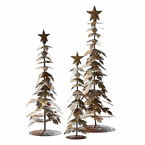 Loberon Deko-Baum 3er Set Laruns, unterschiedliche Größen, Schmiedekunst, antike Patina, Weihnachtsdekoration, Weihnachten, Eisen, antikbraun