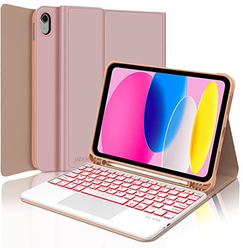 JADEMALL Tastiera con Trackpad per iPad A16 11/10 Generazione 10.9/11, Italiano QWERTY Tastiera Retroilluminata Bluetooth Magnetica Staccabile con Touchpad per iPad 10/11 Generazione, Rosa