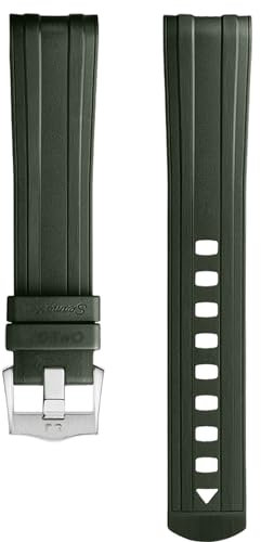 TOPBD Für Omega Seamaster Taucherarmbänder mit Dornschließe, 20 mm, gebogenes Ende, hochwertiges Fluoro-Gummi-Uhrenarmband, FKM, Grün, 20 mm