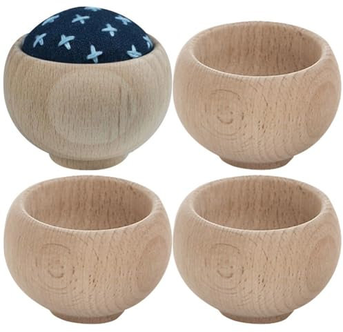 Zghhc 4 Stück Nadelkissen Holzsockel Sticknadelkissensockel Holznadelkissen Schüssel Nadelkissenhalter Nähzubehör