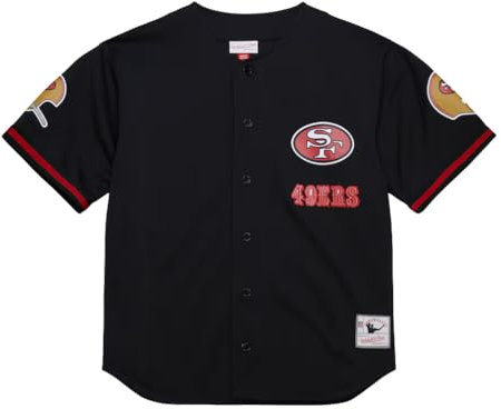 Mitchell & Ness NFL Unisex San Francisco 49ers Mesh Full-Button Top (DE/NL/SE/PL, Alphanumerisch, XXL, Regular, Regular, Schwarz)