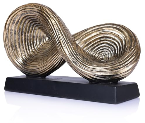 orenm Scultura decorativa astratta a catena, con nodo in resina, per l'estetica neutra della casa, per soggiorno, ufficio, tavolino da caffè, scultura unica per libreria, scaffale (oro)
