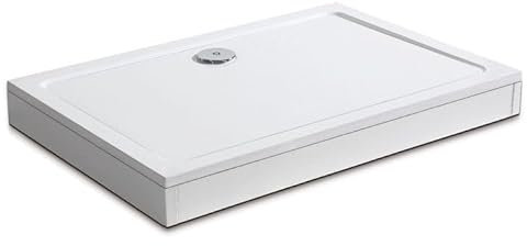 AICA receveur de douche italienne 100x70cm blanc, rectangulaire, extra-plat, Bac à douche avec le kit de plinthe, 8 pieds, bonde de douche et siphon