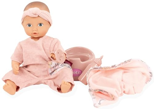 Götz 2553060 Aquini Girl Schmetterling Puppe 33 cm Badepuppe ohne Haare | 7-tlg, für Kinder ab 18 Monaten, Babypuppe, Hartkörper, blaue gemalte Augen, Trink- und Töpfchenfunktion
