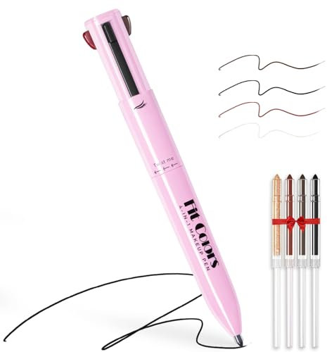 Noerrors 4-in-1 Make-up-Stift, 4 Farben Eyeliner Augenbrauen Lippenkonturenstift Highlighter Beauty-Stift für Gesicht Augen Lippen Multifunktionaler tragbarer Make-up mit Ersatz-Nachfüllungen