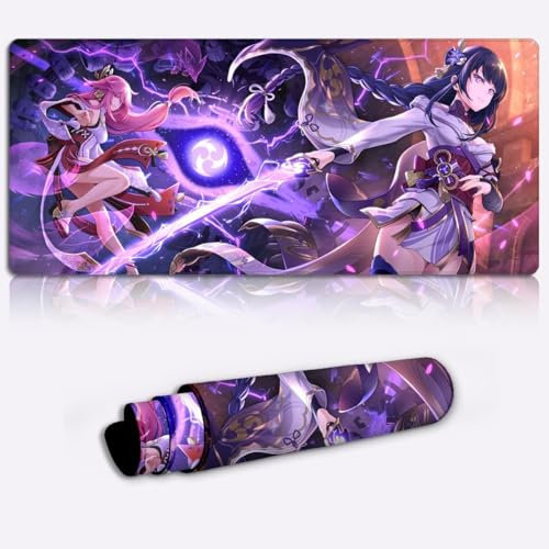 Game Mouse Pad Genshin Impact Yae Miko XXL, Extended Keyboard Pad 600x300x3mm, Extended Gamer Mouse Pad for Computer, Laptop, Keyboard