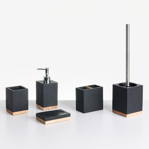 Beliani Badaccessoires Set 5-teilig Schwarz Kunstharz Gefärbt | Kunststoff, Benötigt keine Montage, 10 x 10 x 38 cm