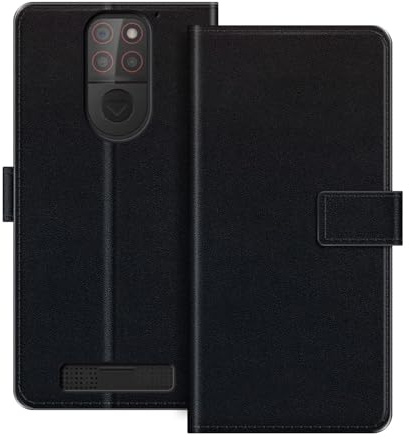 ESACMOT Folio-PU-Lederhülle für Peaq PSP 500 - Schwarz | 5.5 Flip-Wallet-Cover mit Kartenfach, Ständer und magnetischem Verschluss, feinstrukturierter Stil