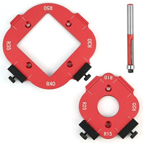 Router Jig and Template for Woodworking, Aluminum Alloy Routing Corner Jig Set for R10/R15/R20/R25/R30/R35/R40/R50, Precision Router Tool for Furniture Edges & DIY Projects