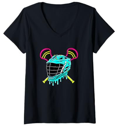 Women's Lacrosse Helmet with Sprinkles Dripping Melted Style Boys Lx V-Neck T-Shirt