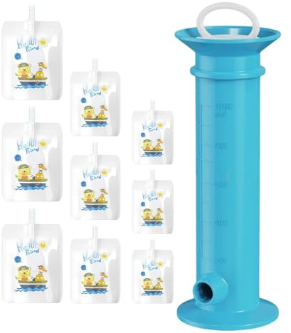 Presse-purée de fruits, sachets de fruits réutilisables, distributeur de | nourriture avec 15 sachets compressibles, dispositif de remplissage alimentaire simple de type seringue, distributeur de sacs
