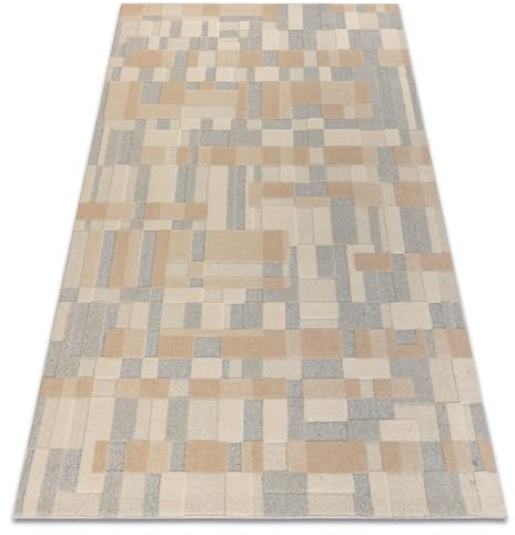 rugsx Wollteppich Flux OSTA Kollektion 461.117.SA130-100% Wolle - modern - Geometrisch, Strukturell, Loft - Oeko-TEX Zertifiziert, beige/grau 135x200 cm
