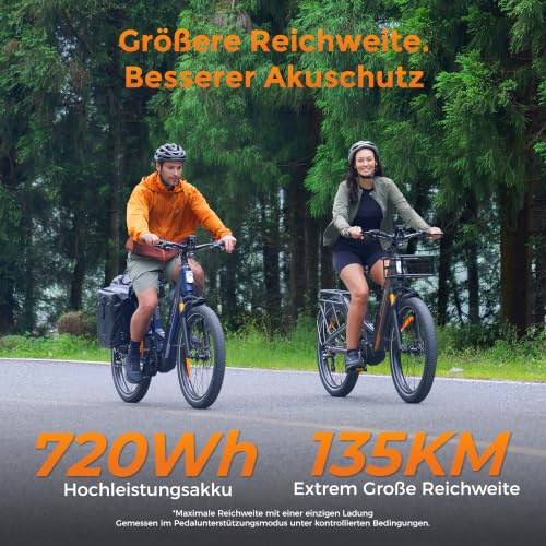 ENGWE E26 3.0 Pro 26 Zoll E Bike für Erwachsene | 100Nm eSUV-Mittelmotor und 4-Lenker-Federung, 48V 15Ah Akku mit Einer Reichweite von bis zu 135KM, Mit GPS und APP