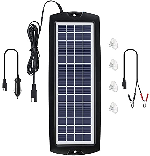 Sunway Solar Solar Car Battery Trickle Charger & Maintainer 12V Solar Panel Power Kit Portable for Car Automotive RV Marine Boat Motorcycle Truck Trailer Tractor Powersports Snowmobile Farm Equipment