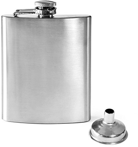 Flachmann aus Edelstahl mit Schraubverschluss und Einfülltrichter | 220ml Taschenflasche (Einzeln)