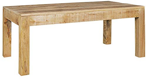 FineBuy Couchtisch 110 x 60 x 47 cm Rechteckig Mangoholz Natur Hell-Braun, Massivholz Stubentisch Landhaus-Stil, Echtholz Tisch Wohnzimmer Rustikal, Wohnzimmertisch Sofatisch Modern