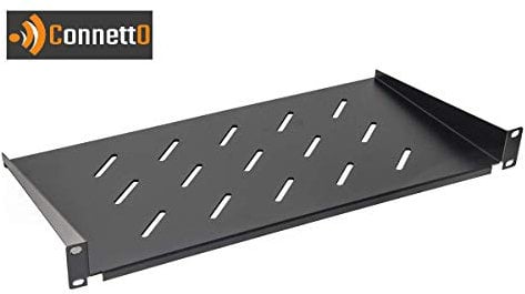 Connetto COSH250B ripiano per armadio rack in acciaio con capacità di carico 20 kg e verniciatura a polvere elettrostatica nero RAL9005 dimensioni 48,5x25x4,5 cm confezione da 1 unità