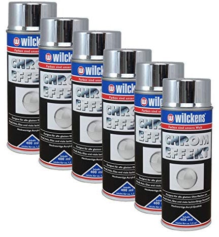 6x WILCKENS Chrom Effekt Spray 400ml Lack silber Glanz Sprühfarbe Chromspray DIY