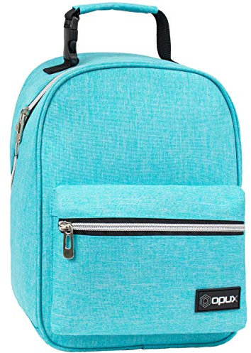 opux Lunch Box for Girls Boys Kids, Insulated Leakproof Lunch Bag, Reusable Teen Lunch Boxes for School, Medium Large lunchbox for Women Men Adult for Work with Front Back Pocket (Teal Blue)