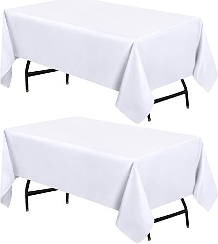 Utopia Kitchen Polyester Tischdecke 152 x 213 cm (2er-Pack, weiß) Maschinenwaschbare Tischdecke Ideal für Partys, Veranstaltungen, Hochzeiten und Restaurants (60 x 84 Zoll)