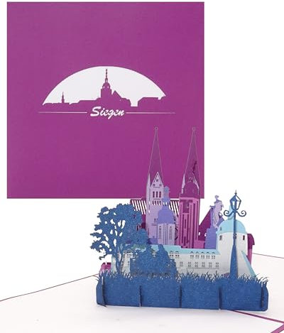 Pop-Up Karte „Siegen – Panorama Altstadt“ 3D Grußkarte als Postkarte, Souvenir, Einladung & Gutschein Städtereise