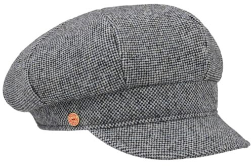 Mayser Coco Tweed Ballonmütze Schirmmütze Baker-Boy-Mütze Newsboy-Mütze Damencap Damen - Made in The EU mit Schirm, Futter, Futter Winter Herbst-Winter - S (55-56 cm) blau