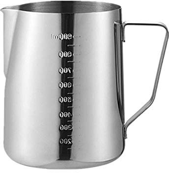 Iwinna Milk Frothing Jug, Stainless Steel Milk Cup Milk Frothing Pitcher for Making Coffee Cappuccino Frothing Milk Coffee Machine (900ml)