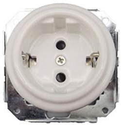 Base empotrar porcelana toma tierra lateral Blanco