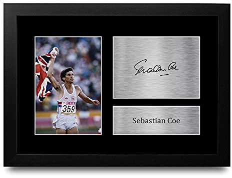 HWC Trading FR A4 Sebastian SEB Coe Geschenke Gedruckt, Signiert Autogramm Bild für Leichtathletik-Sport-Erinnerungsstücke-Fans - A4 Framed