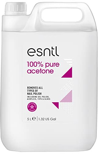ESNTL 100% Pure Acetone Nail Polish Remover | 5L | Super Strength Formula | Removes Gel, Acrylics, Tips, and Glues | Trusted by UK Beauty Salons Clear