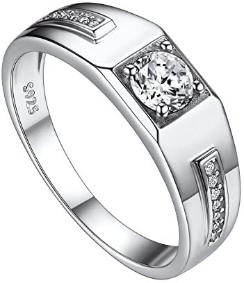 Suplight Kristall Ring Solitärring Diamant Weißgold Bandring Herren Damen Schmuck mit funkelnden weißen Zirkonia Ehering Ewigkeitsring in 925 Sterling Silber 59