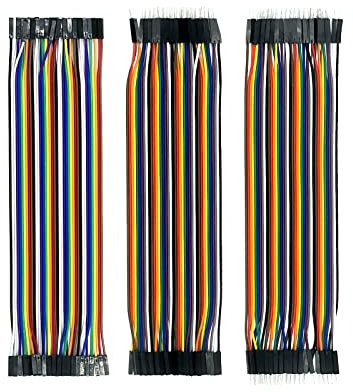 QILUCKY Jumper Wire Cable Set 3 x 40 pièces de 20 cm chacune, femelle-femelle, mâle-femelle, mâle-mâle cavaliers câble de pontage 28 AWG fil ponts pour Arduino Raspberry Pi (Lot de 3)