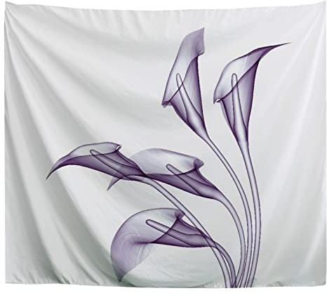 A.Monamour Wandteppich Die Calla-Lilie X-Ray Lila Blume Auf Weißem Hintergrund Stoff Tuch Tapisserie Wandbehang Wanddeko Wandkunst Wandbilder Wandtuch für Wohnzimmer Schlafzimmer 180x200cm