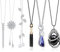 Dochais 6 Stück Modeschmuck Kette Lang, Ketten Set, Lange Kette Damen, Modeschmuck, Statement Kette, Kette Schwarz Damen, Crystal Necklace, Malachit Perlenkette Lang, Boho Kette (6 Stück, B)