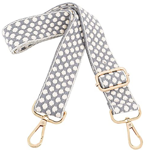 Verstellbarer Handtaschengurt, breiter Handtaschengurt, Ersatz-Schulterriemen, Crossbody-Tasche, Grauer Punkt + goldfarbenes Metall, width is 1.5/3.8cm