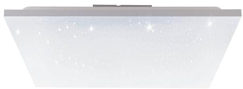 EGLO LED Panel Calemar-S, quadratische Deckenlampe mit Kristall-Effekt, Deckenleuchte aus Kunststoff und Metall in Weiß, Aufbauleuchte für Büro und Küche, neutralweiß, 59x59 cm
