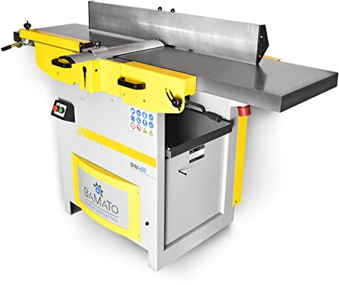 BAMATO Abricht- und Dickenhobelmaschine BHM-400 (400V) | Messerwelle mit 4 HSS-Hobelmessern | 400mm Hobelbreite | Abrichtbreite 410mm | Hobelmaschine Werkstatt Holz