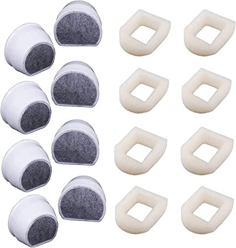 Préfiltres en Mousse et Filtre à Carbone Compatible avec PetSafe Drinkwell Fountain INOX 360 Avalon Pagoda Seascape et Sedona Fontaines, Filtre pour Fontaine à Eau Chat Chien par Poweka (Lot de 16)