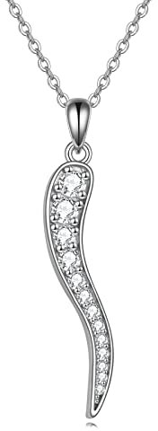 Italienische Horn Halskette Cornicello-Halskette für Damen 925er Sterling Silber Schutzamulett Glücks Schmuck Geschenke