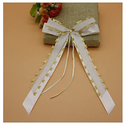 SHTGOI 30 Stück Autoschleifen Hochzeit Antennenschleifen Organza Schleifen Auto Satinband mit Herzen Autoschmuck für Auto Hochzeit Deko Tischdeko Zimmerdeko Geschenverpackung Weiß + Gold