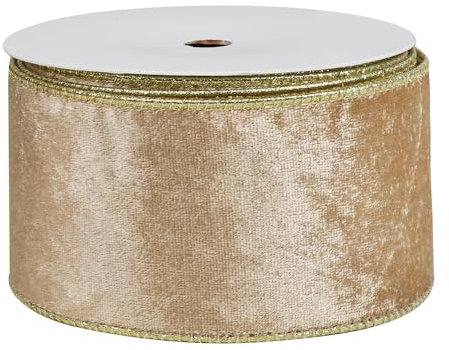 VEYLIN Champagne Satin Ribbon 63mm, 9m(10 Yards) Double Sided Solid Colors Velvet Ribbon for Christmas Tree Decoration DIY Craft