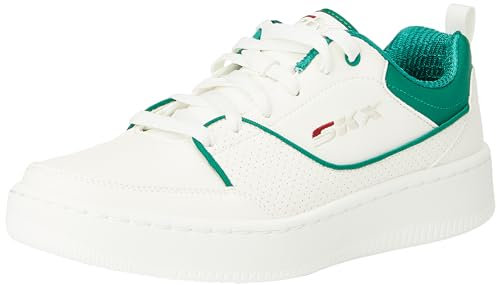 Skechers Herren Sport Court 92 Ottoman Platform, White Duraleather Green Trim, 42 EU