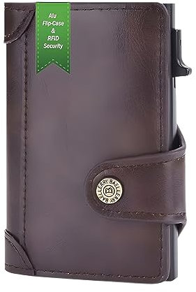 Venia Trade® | NEU | Slim Wallet | Herren Geldbörse | Mini Geldbeutel | Geldklammer | Kartenetui | RFID-Schutz | vegan | bis zu 10 Karten | Portemonnaie | extra dünn | Braun