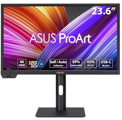 ASUS PA24US | Calman verified, Delta E<2, IPS, 12G-SDI, USB-C PD 80W, integriertes motorisiertes Kolorimeter, 95% DCI-P3, HDMI, DisplayPort