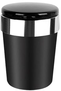TSALON Auto-Aschenbecher, LED-Beleuchtung, Rauchfreier Auto-Aschenbecher, Tragbarer Aschenbecher Mit Deckel, Schwer Entflammbarer Auto-Aschenbecher, Fahrzeug-Aschenbecher (Color : Black)