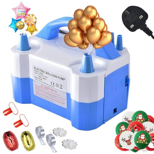 Electric Balloon Pump, Inflator Dual Nozzle High Power Portable Fast and Easy with Balloons Strip Kit, Electric Air Pump for Ballons Ballons for Party, Wedding, Birthday and Festival Decoration