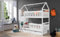 KEF Noah Etagenbett Kinder 160x80 cm cm - Hausbett - Holz Kinderbett - für Zwei Kinder - Holzbett mit Schubladen - Massivholz Kinder Bett mit Lattenrost - ohne Matratze - Weiß - Leiter Rechts
