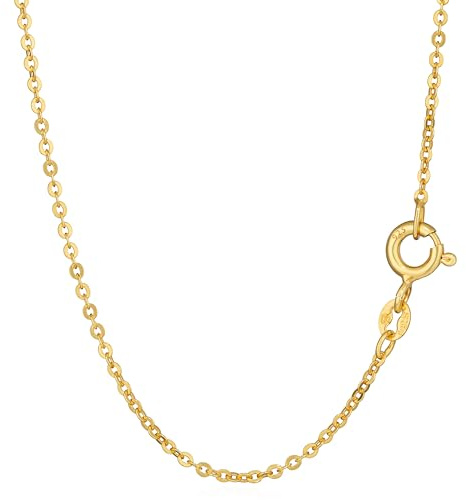 NKlaus Flache Eleganz: 925 Silber Gelbgold vergoldete flachgewalzte Ankerketten, 42cm, 45cm, 50cm, 0,8mm Breite – Zeitlos stilvoll für jede Gelegenheit
