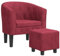 vidaXL Fauteuil Cabriolet avec Repose-Pied, Chaise avec Accoudoirs, Canapé avec Dossier, Siège Rembourré Salon Chambre, Rouge Bordeaux Velours